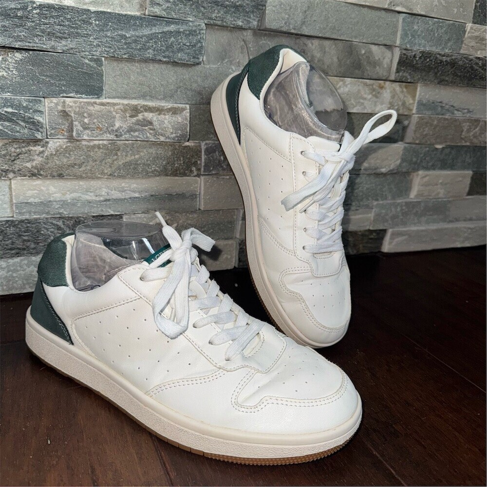 J.Crew Womens Sneakers Size 9 White & Green Low Top Lace Up Tennis Shoes‎